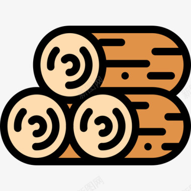 木材木匠元件线性颜色图标图标