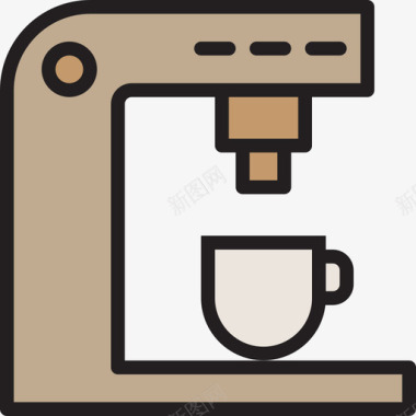 咖啡机家具和家用14线性颜色图标图标