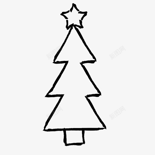 圣诞树手绘圣诞冬天图标svg_新图网 https://ixintu.com 圣诞冬天 圣诞树 手绘
