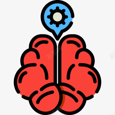 大脑帮助和支持9线性颜色图标图标