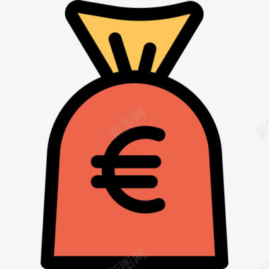 钱袋银行和金融22直线颜色橙色图标图标