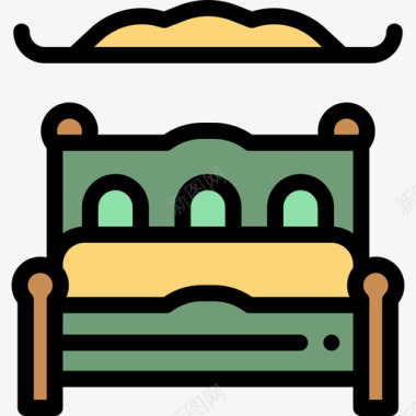 床复古装饰14线性颜色图标图标