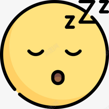 睡眠表情符号16线性颜色图标图标