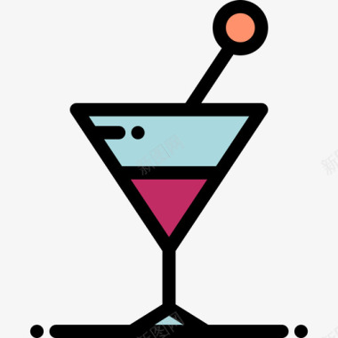鸡尾酒活动4线性颜色图标图标