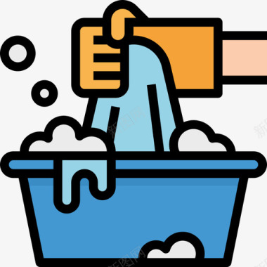 洗衣服清洁和家务4线性颜色图标图标