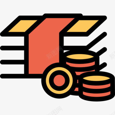 货币银行和金融22直线颜色橙色图标图标