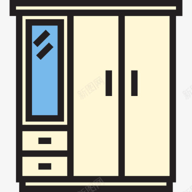 衣柜家俱5件线性颜色图标图标
