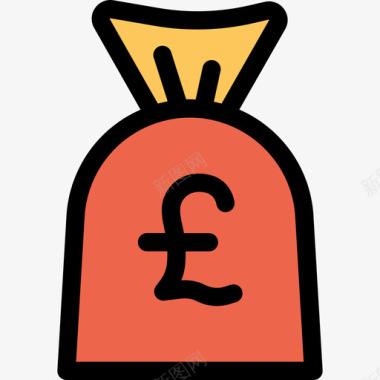 钱袋银行和金融22直线颜色橙色图标图标