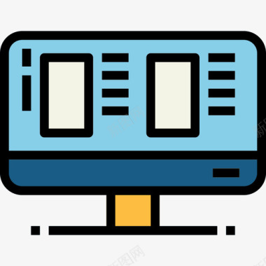 显示器电子商务49线颜色图标图标