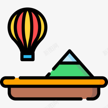 热气球旅行43线性颜色图标图标