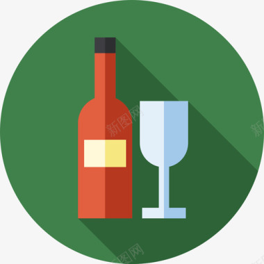 葡萄酒感恩节16平淡图标图标