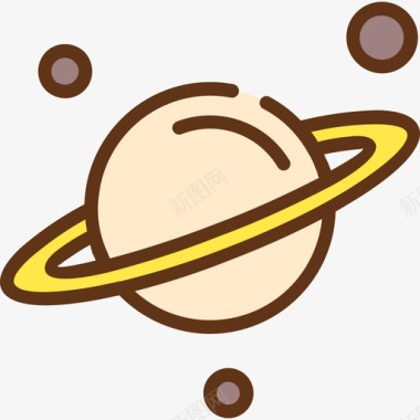 土星56号太空线性颜色图标图标