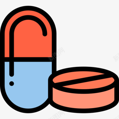 药片在兽医那里线性颜色图标图标