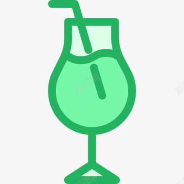 果汁24号酒吧线形绿色图标图标