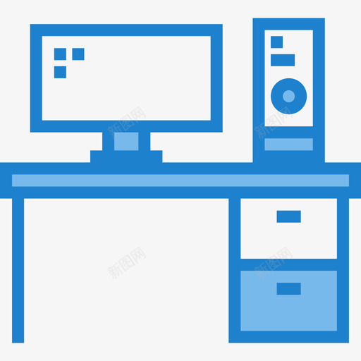 办公桌家用设备5蓝色图标svg_新图网 https://ixintu.com 办公桌 家用设备5 蓝色