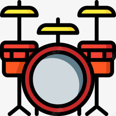 鼓组音乐25线性颜色图标图标