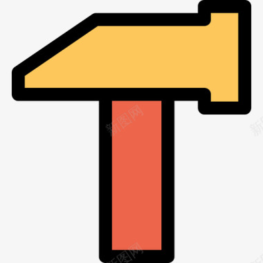 锤子施工和工具6线颜色橙色图标图标