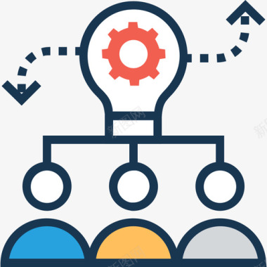 头脑风暴金融和银行线性色彩图标图标