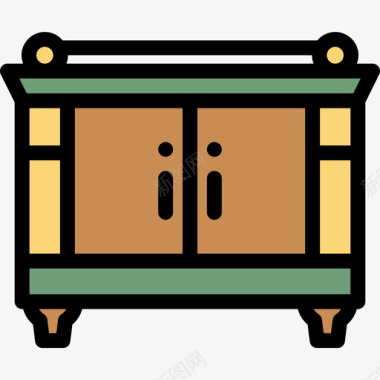 床头柜复古装饰14线性颜色图标图标