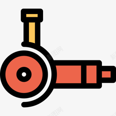 锯施工和工具6线颜色橙色图标图标