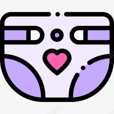 尿布孕妇6线性颜色图标图标