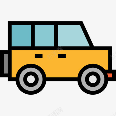 吉普车运输63线性颜色图标图标