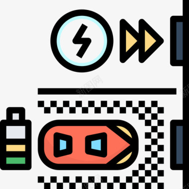 充电智能汽车线颜色图标图标