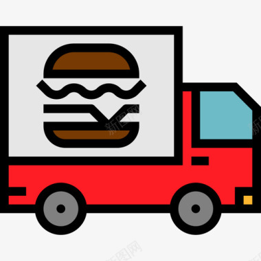 食品车运输63线性颜色图标图标
