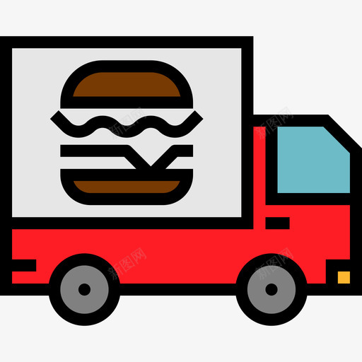 食品车运输63线性颜色图标svg_新图网 https://ixintu.com 线性颜色 运输63 食品车