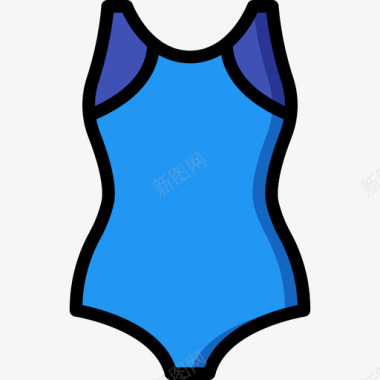 泳装夏季时间2线性颜色图标图标