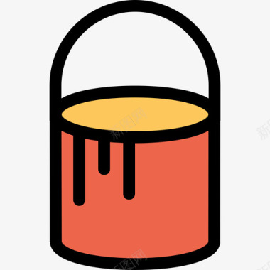 油漆桶施工和工具6线颜色橙色图标图标