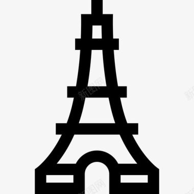 巴黎埃菲尔铁塔6号直线图标图标