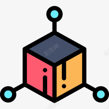 立方体虚拟现实34线颜色图标图标
