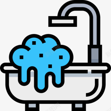 浴缸spa元素线性颜色图标图标