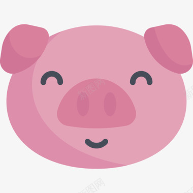 猪自然和动物3平坦图标图标