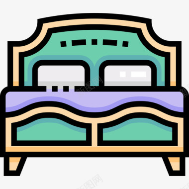 床复古装饰6线性颜色图标图标