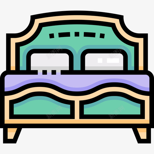 床复古装饰6线性颜色图标svg_新图网 https://ixintu.com 复古装饰6 床 线性颜色
