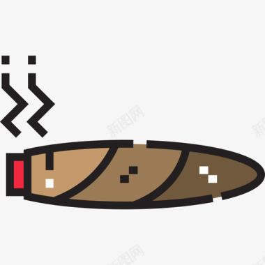 雪茄豪华15线性颜色图标图标