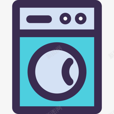 洗衣机家用元素5线性蓝色图标图标