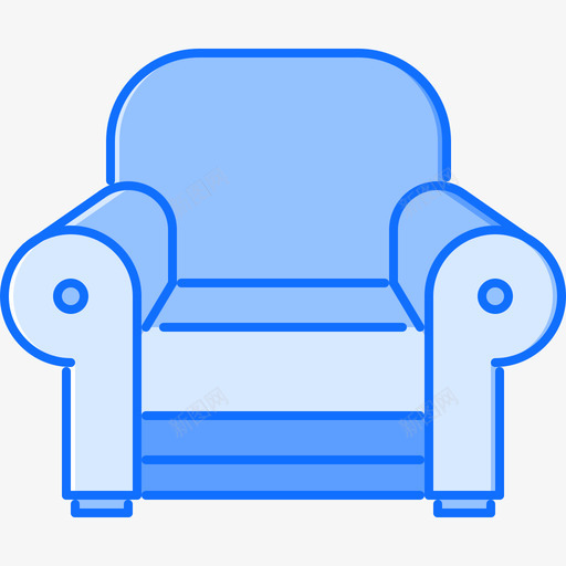 扶手椅家具66蓝色图标svg_新图网 https://ixintu.com 家具66 扶手椅 蓝色
