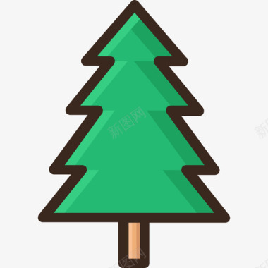 树木伐木工人线形颜色图标图标