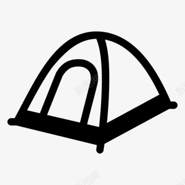 帐篷编织物露营车图标图标