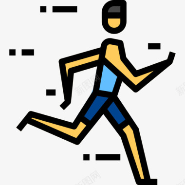 跑步者生活方式3线性颜色图标图标