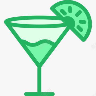 鸡尾酒24号酒吧线形绿色图标图标