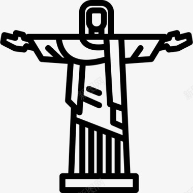 救世主基督纪念碑12直线图标图标