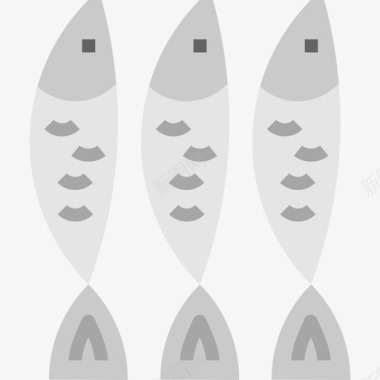 沙丁鱼动物和食物3平的图标图标