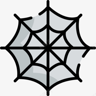 蜘蛛网万圣节43线性颜色图标图标