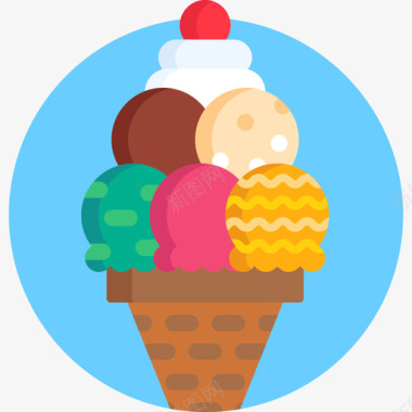 冰淇淋夏季派对18平铺图标图标