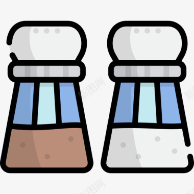 盐和胡椒厨房用具3线性颜色图标图标