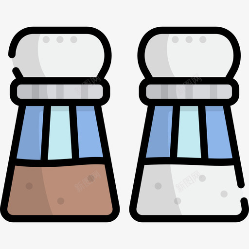 盐和胡椒厨房用具3线性颜色图标svg_新图网 https://ixintu.com 厨房用具3 盐和胡椒 线性颜色